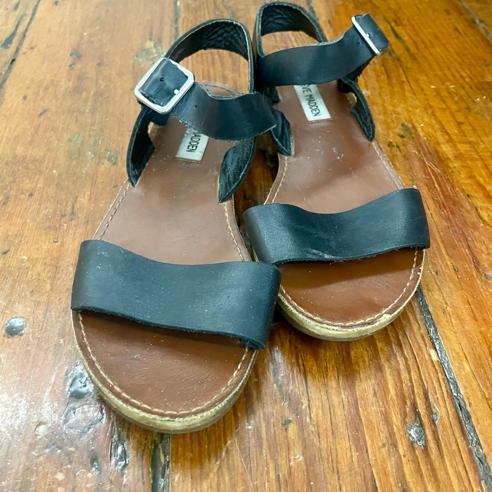 Black Leather Steve Madden Sandals